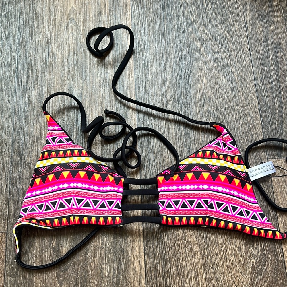 KHONGBOON SWIMWEAR PRINTED BIKINI TOP